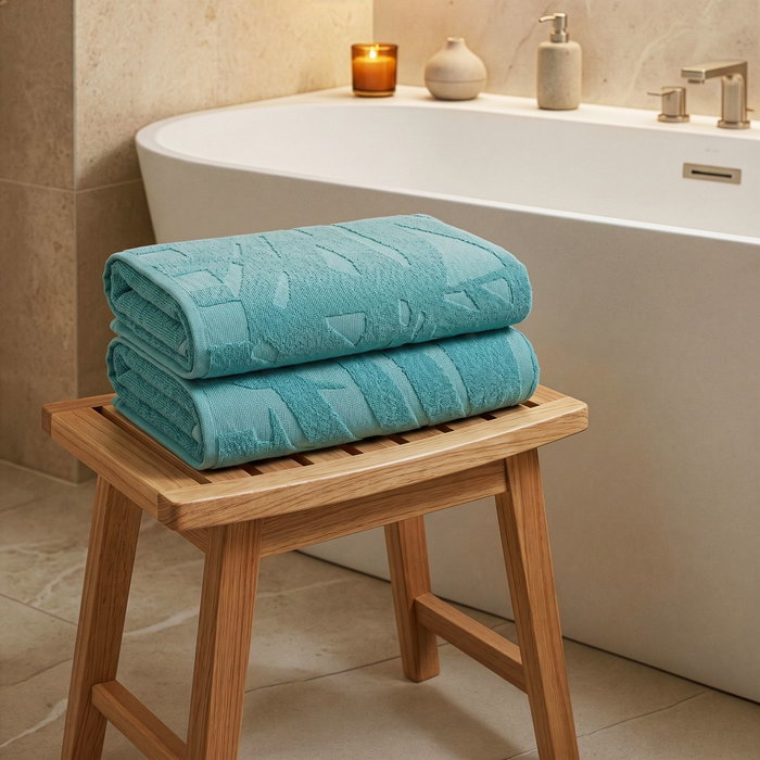 Mijolnir Pataya - Juego de toallas de baño Turquesa (2 piezas) de 70 x 140 cm Mijolnir Pataya - Juego de toallas de baño Turquesa (2 piezas) de 70 x 140 cm